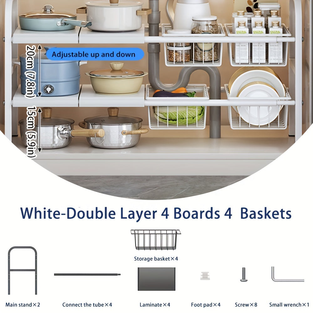 Under Sink Expandable Organizer – 2 Tier Storage Shelf