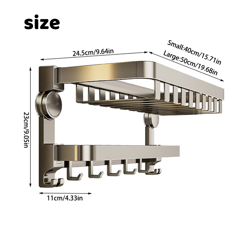 Foldable Suction Towel Rack -No Drilling, Wall-Mounted Bathroom Organizer