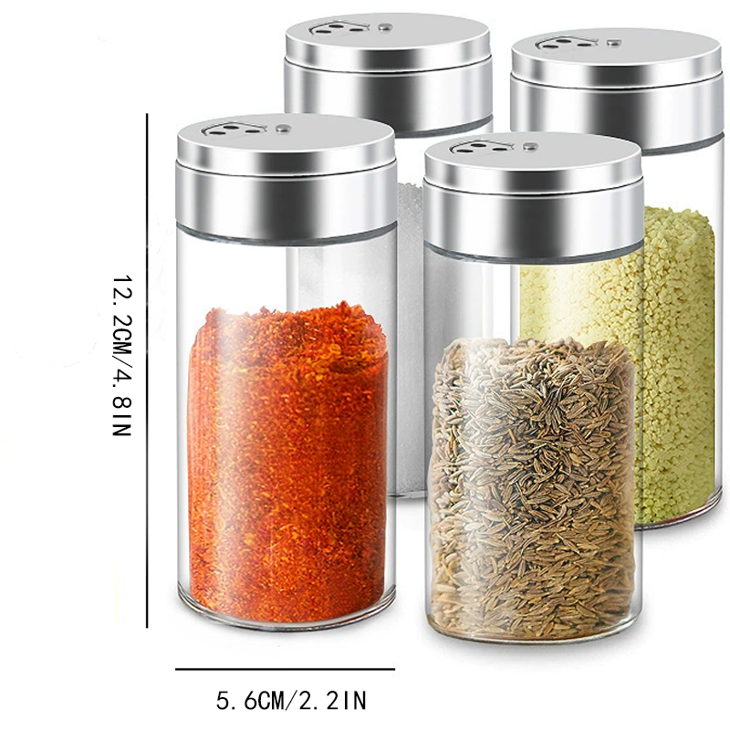 Glass Spice Container – Heat-Resistant Borosilicate Salt Shaker with Rotating Lid