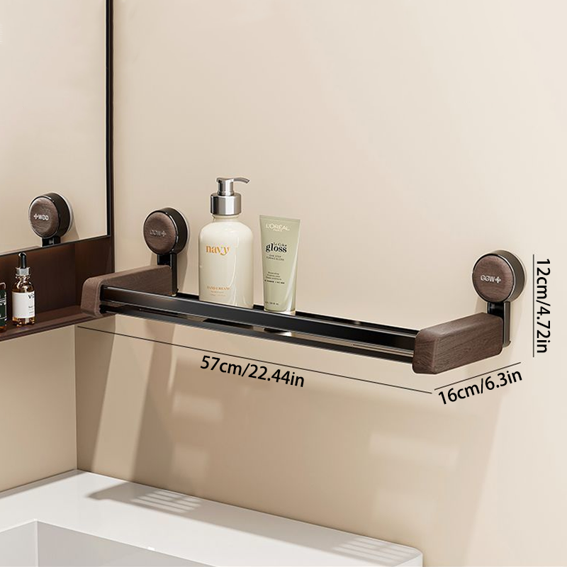 No-Drill Bathroom Storage Rack – Strong Suction Hold & Large Capacity