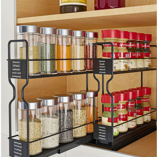 Pull Out Spice Rack Organizer for Cabinet – Heavy Duty Slide Out Design