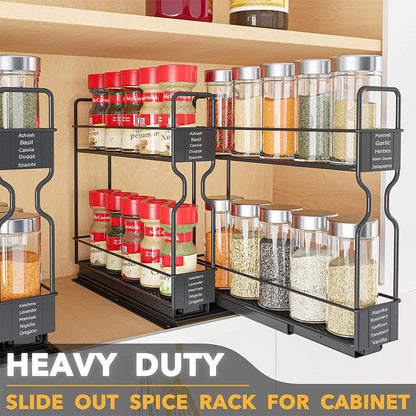 Pull Out Spice Rack Organizer for Cabinet – Heavy Duty Slide Out Design