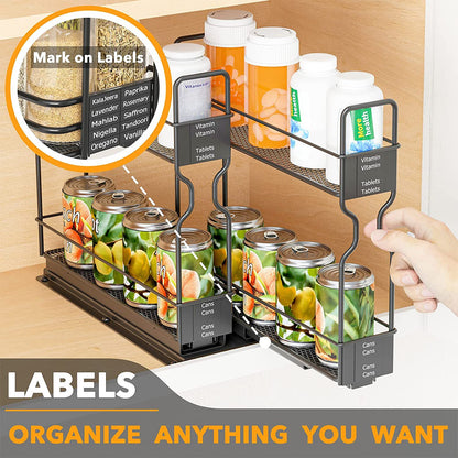 Pull Out Spice Rack Organizer for Cabinet – Heavy Duty Slide Out Design