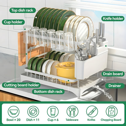 Dual-Tier Large-Capacity Dish Drying Rack