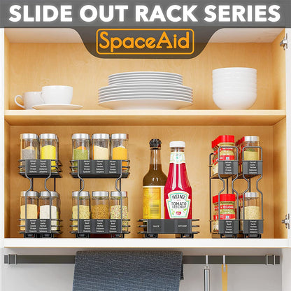 Pull Out Spice Rack Organizer for Cabinet – Heavy Duty Slide Out Design