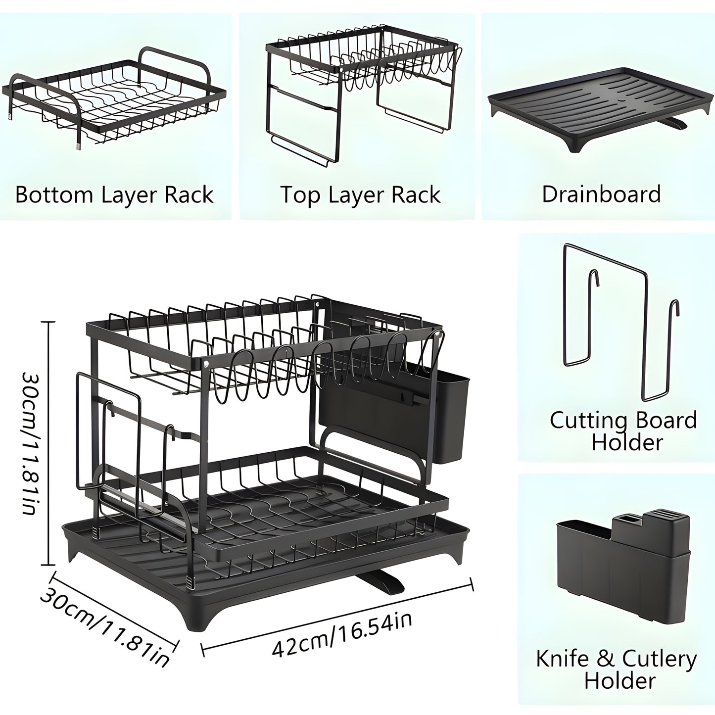 Dual-Tier Large-Capacity Dish Drying Rack