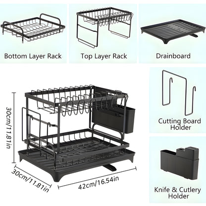 Dual-Tier Large-Capacity Dish Drying Rack