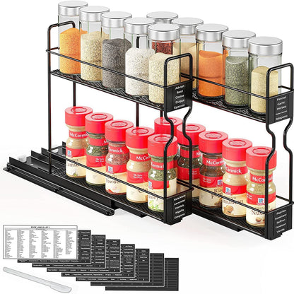 Pull Out Spice Rack Organizer for Cabinet – Heavy Duty Slide Out Design