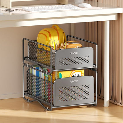 No-Drill Under-Sink Pull-Out Organizer – Heavy-Duty Slide Rack with Anti-Rust Coating