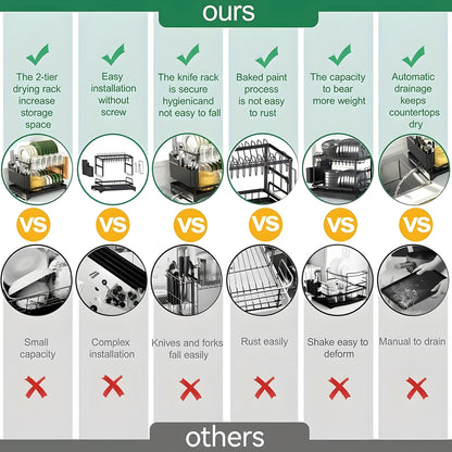 Dual-Tier Large-Capacity Dish Drying Rack