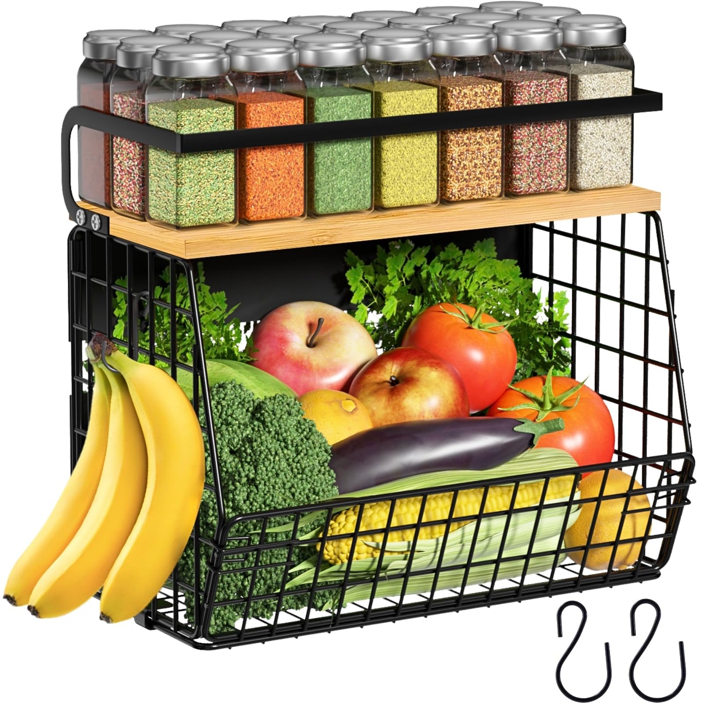 Magnetic Shelf for Fridge with Wood