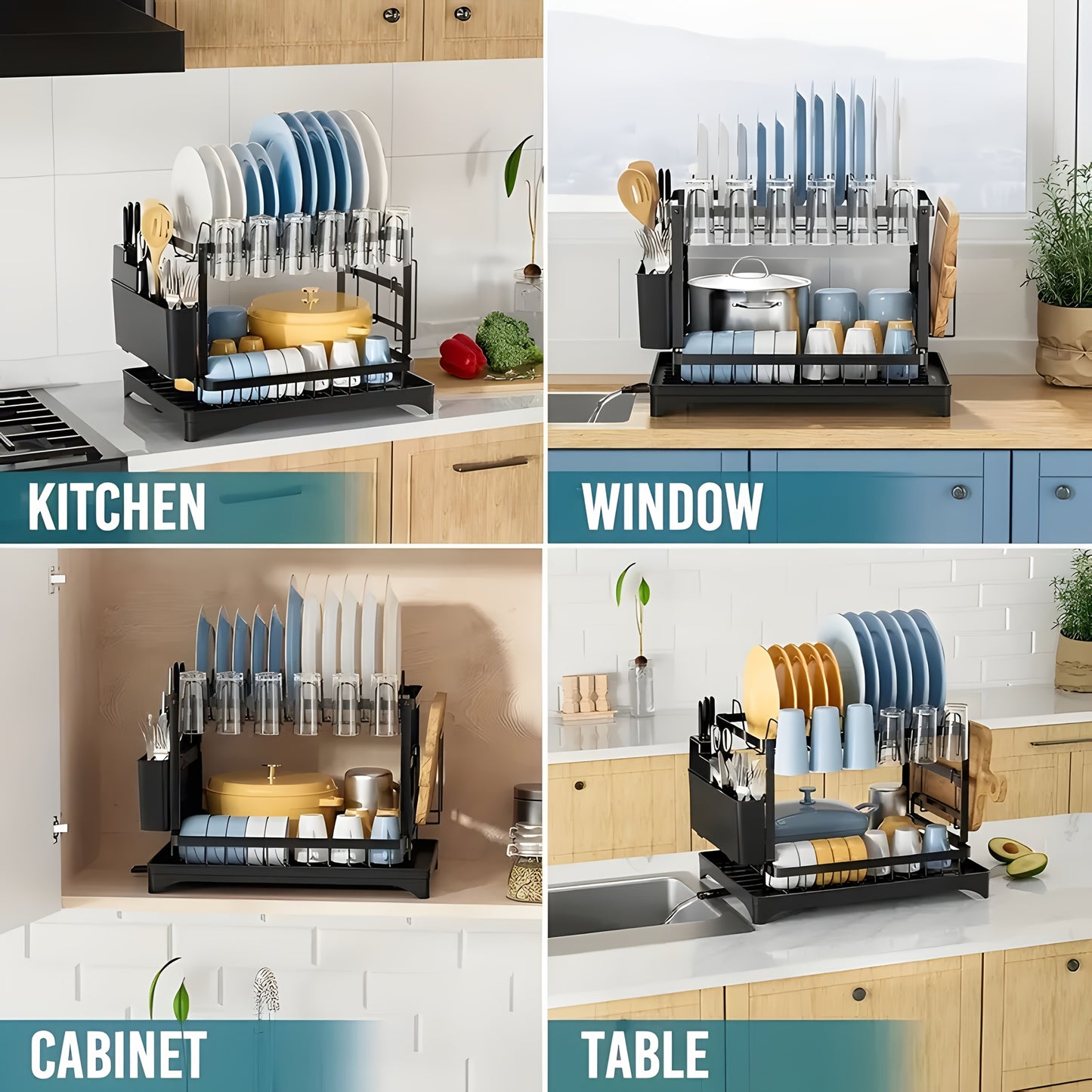 Dual-Tier Large-Capacity Dish Drying Rack