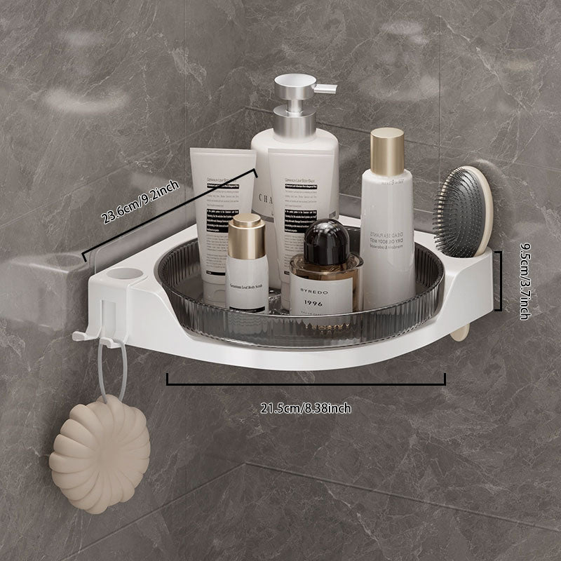 Bathroom No-Drill 360° Rotating Storage Rack – Strong Load-Bearing & Quick Drainage