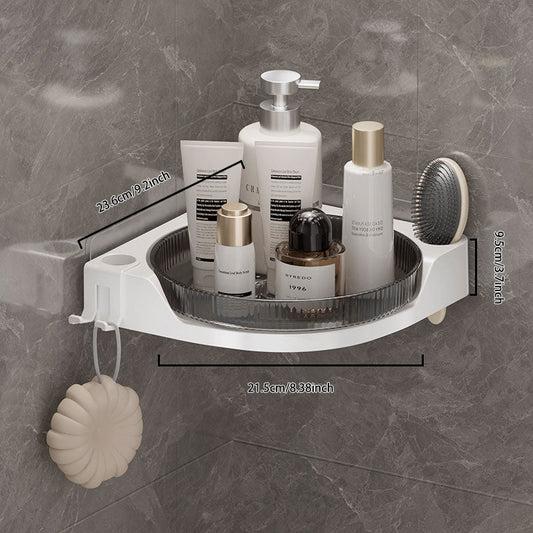 Bathroom No-Drill 360° Rotating Storage Rack – Strong Load-Bearing & Quick Drainage