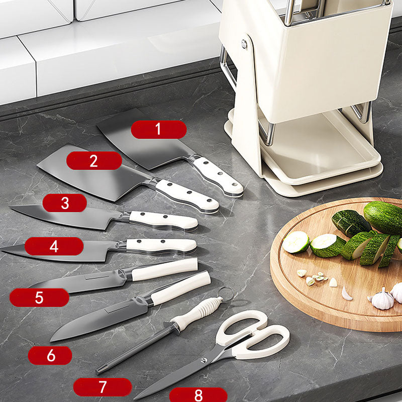 Stainless Steel Countertop Kitchen Rotating Knife Organizer: Anti-Slip, Drainage Design & Easy Access