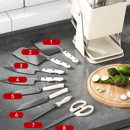 Stainless Steel Countertop Kitchen Rotating Knife Organizer: Anti-Slip, Drainage Design & Easy Access