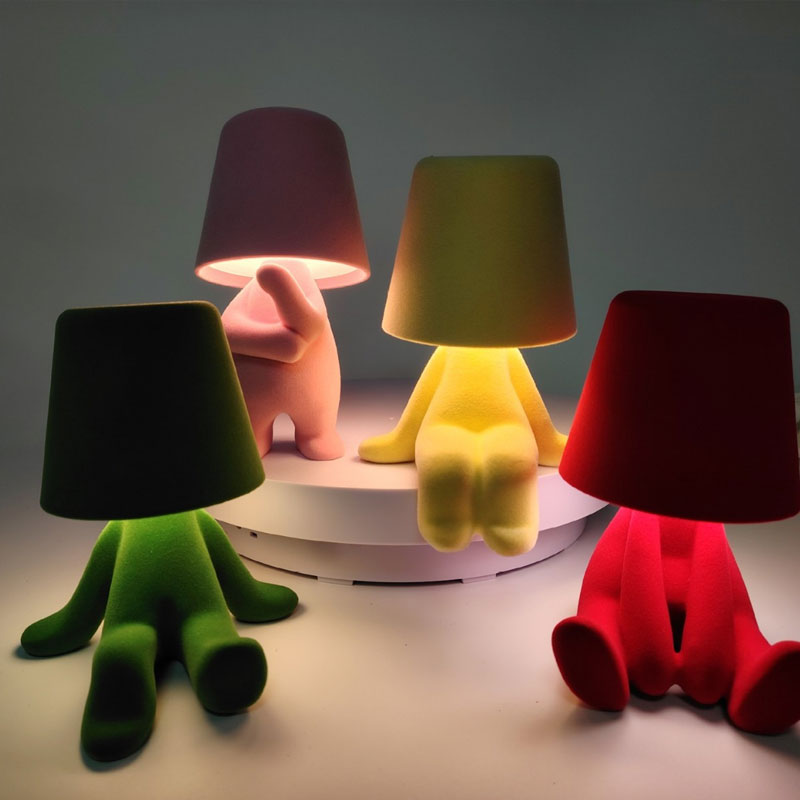 Creative Velvet Figurine Table Lamp – 3-Color Dimmable Lighting