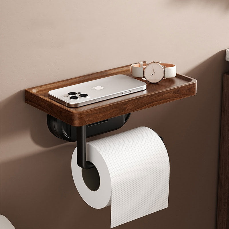 Walnut Iron Suction Paper Towel Holder – Strong Load-Bearing & Waterproof Design