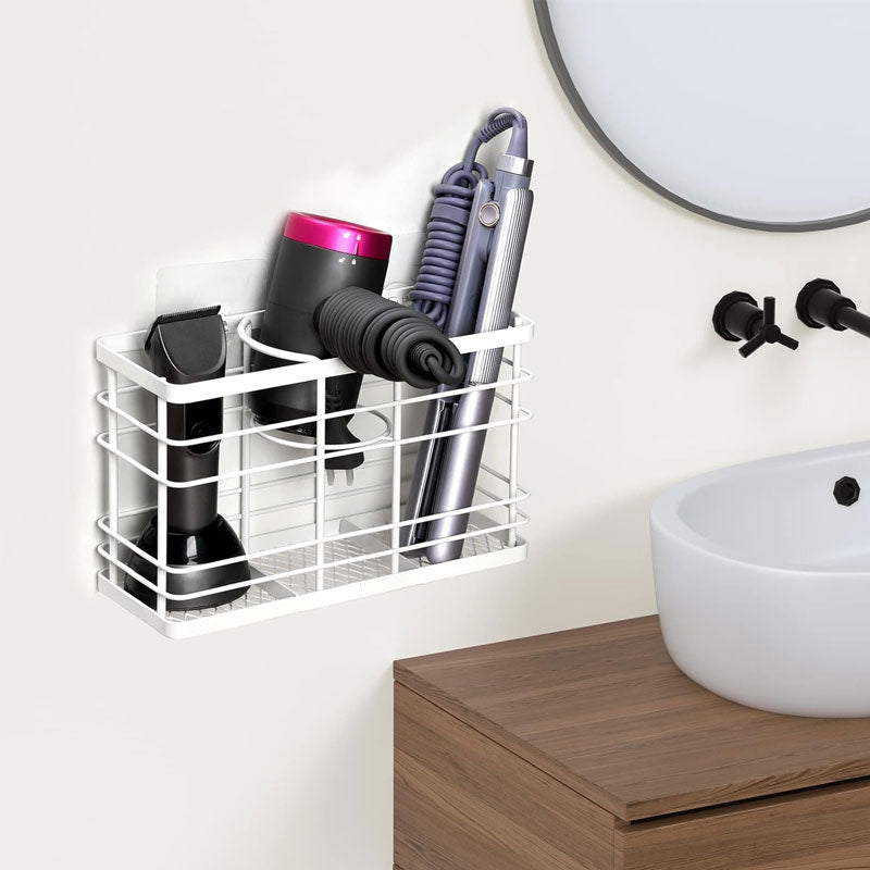 Adjustable Iron Hair Dryer Wall-Mounted Holder: No Drilling, Durable & Space-Saving