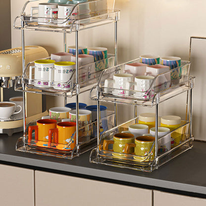 Acrylic Pull-Out Storage Organizer: Multi-Compartment & Practical