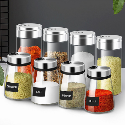 Glass Spice Container – Heat-Resistant Borosilicate Salt Shaker with Rotating Lid