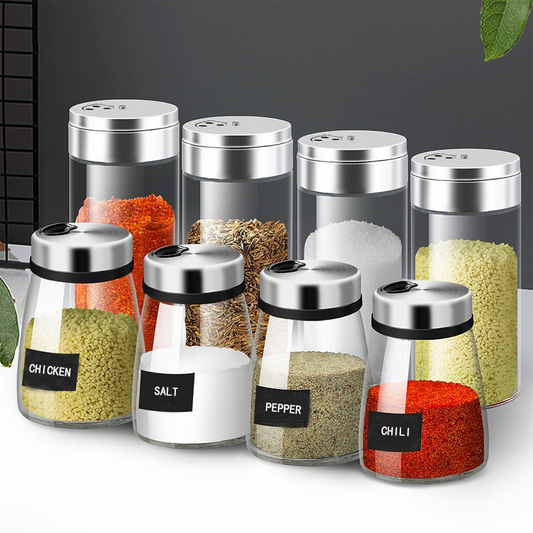 Glass Spice Container – Heat-Resistant Borosilicate Salt Shaker with Rotating Lid