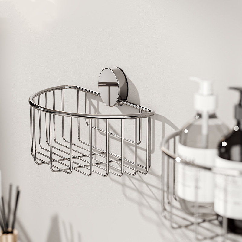 No-Drill Suction Storage Basket – Stainless Steel Material, Strong Load-Bearing