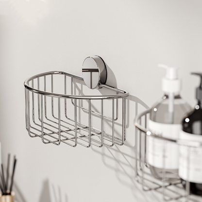 No-Drill Suction Storage Basket – Stainless Steel Material, Strong Load-Bearing