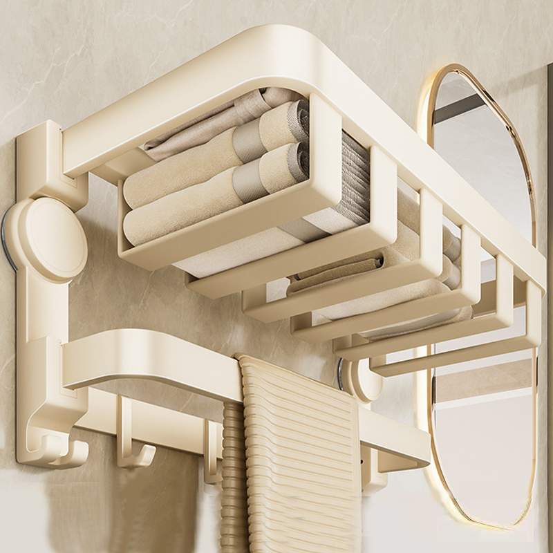 Foldable Suction Towel Rack -No Drilling, Wall-Mounted Bathroom Organizer