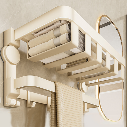 Foldable Suction Towel Rack -No Drilling, Wall-Mounted Bathroom Organizer