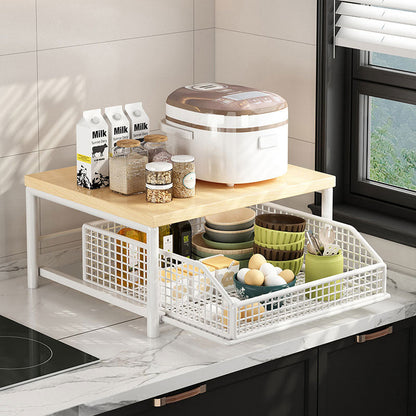 Iron Pull-Out Desktop Storage Basket: Perfect for organizing spices, snacks or cooking tools