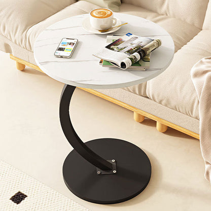 C-Shaped Iron Round-Edge Side Table – Compact & Modern Design