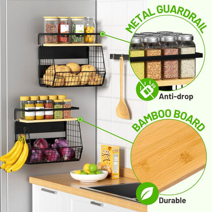 Magnetic Shelf for Fridge with Wood