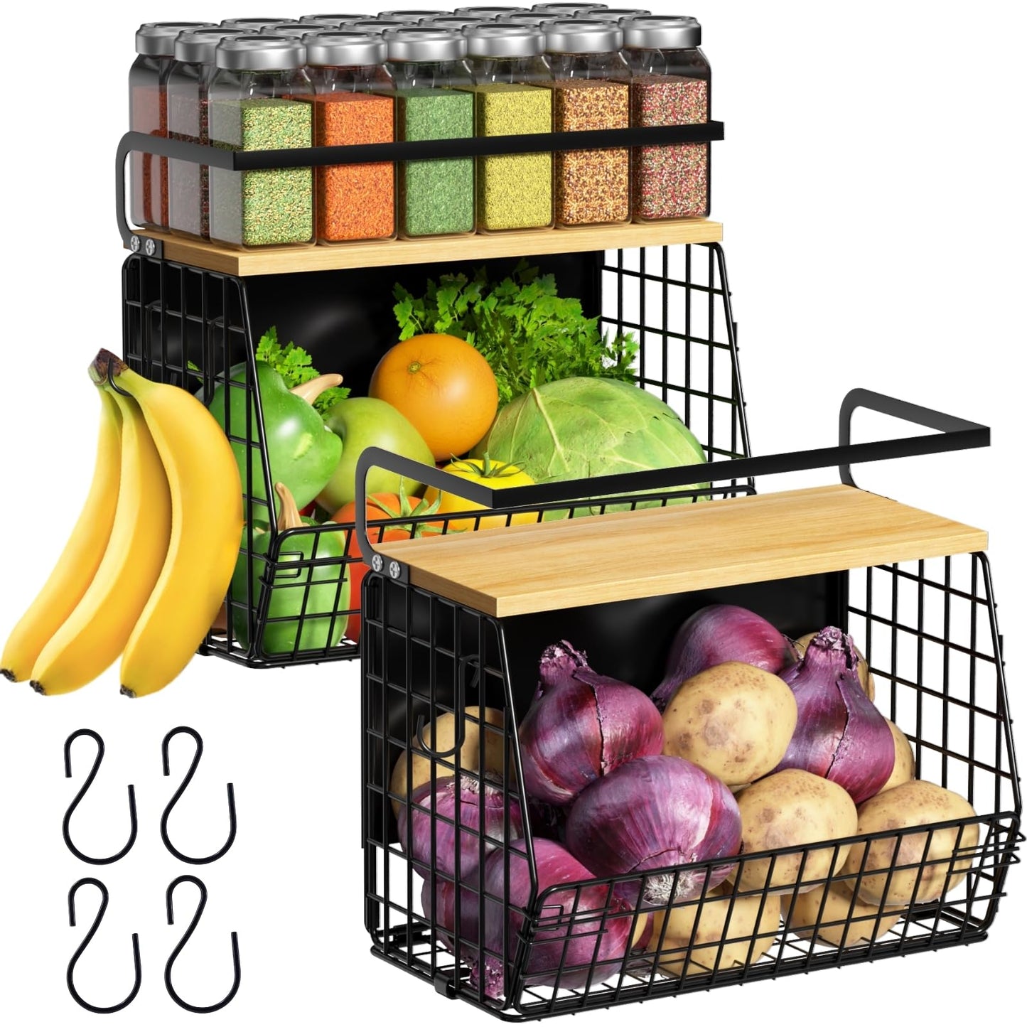 Magnetic Shelf for Fridge with Wood