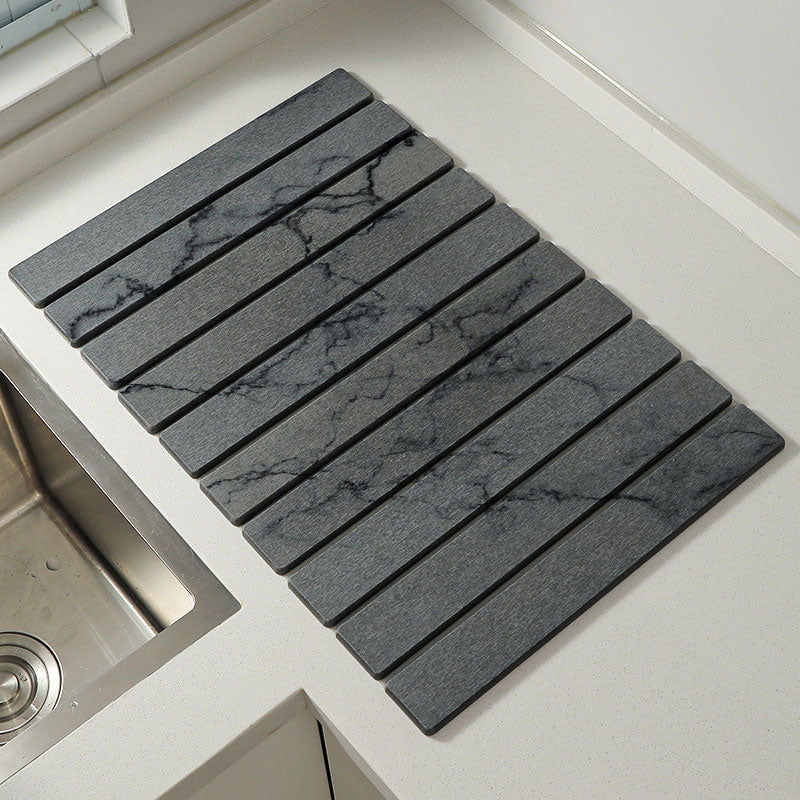 Marble-Style Diatomite Foldable Draining Mat: Quick-Dry, Heat-Resistant & Space-Saving Design