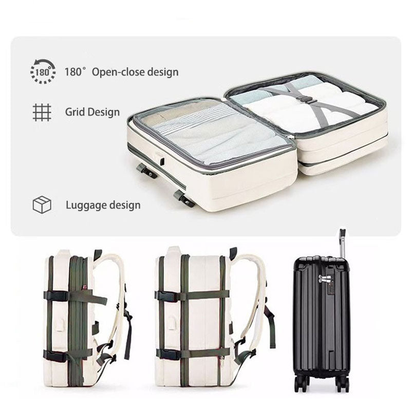 USB Rechargeable Waterproof Travel Bag - 180° Full-Open Design & Dry-wet separation