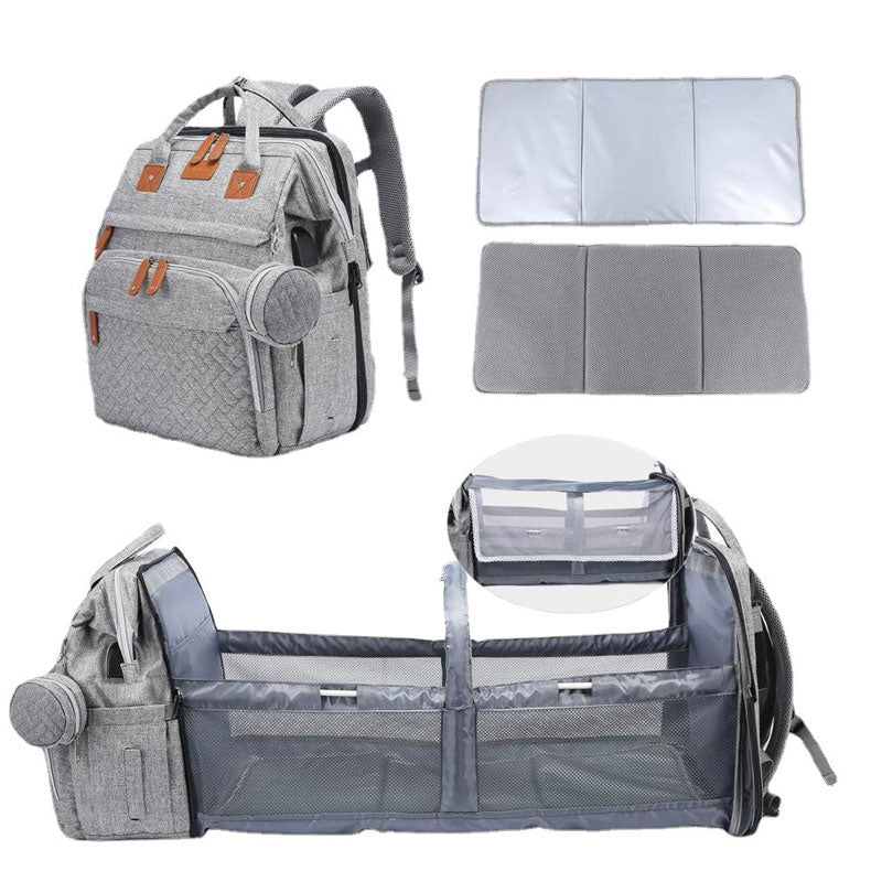 Multi-Function Mommy Backpack with Foldable Baby Bed: On-the-Go Parents