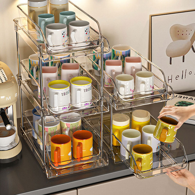 Acrylic Pull-Out Storage Organizer: Multi-Compartment & Practical