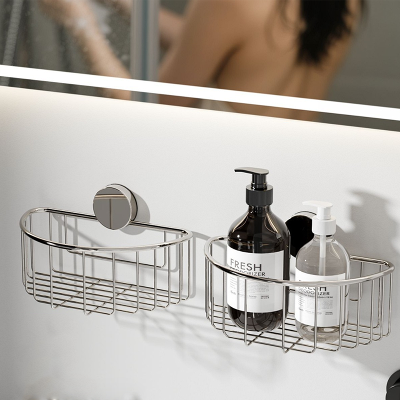 No-Drill Suction Storage Basket – Stainless Steel Material, Strong Load-Bearing