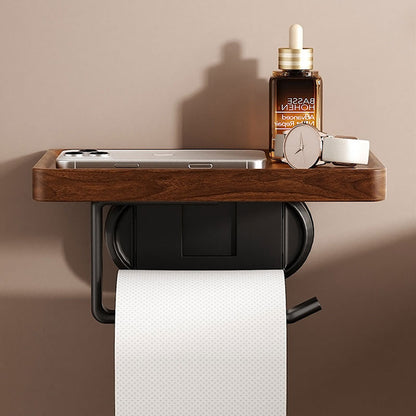 Walnut Iron Suction Paper Towel Holder – Strong Load-Bearing & Waterproof Design