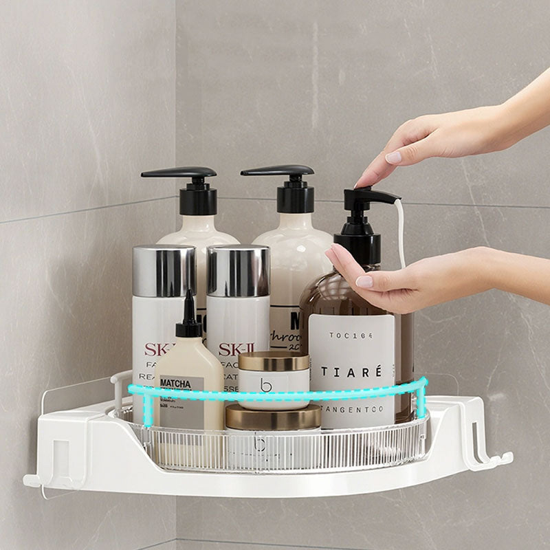 Bathroom No-Drill 360° Rotating Storage Rack – Strong Load-Bearing & Quick Drainage