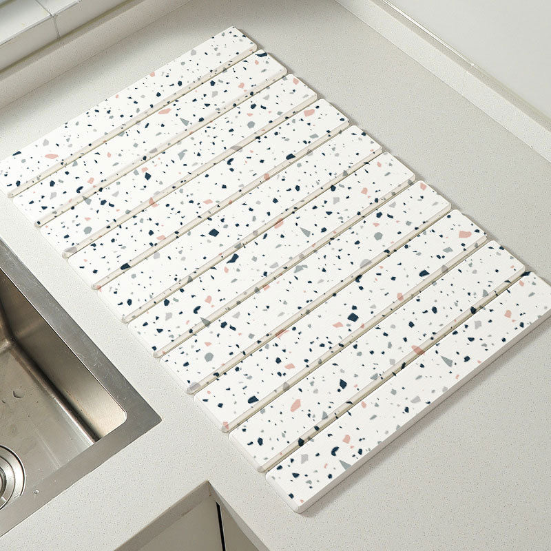 Marble-Style Diatomite Foldable Draining Mat: Quick-Dry, Heat-Resistant & Space-Saving Design