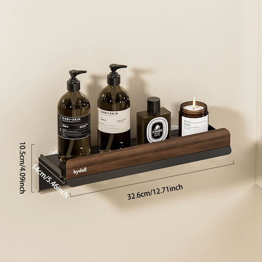 No-Drill Walnut Suction Storage Rack with Towel Bar: Waterproof, Durable & Space-Saving