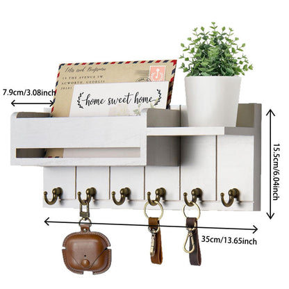 Wooden Envelope-Style Key Holder: Wall-Mounted & Space-Saving