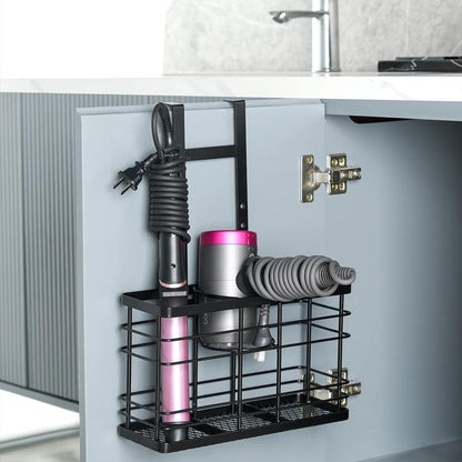 Adjustable Iron Hair Dryer Wall-Mounted Holder: No Drilling, Durable & Space-Saving