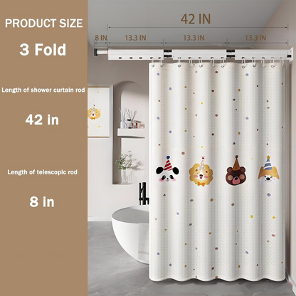 Foldable Telescopic Shower Curtain – No-Drill Installation, Waterproof & Quick-Dry