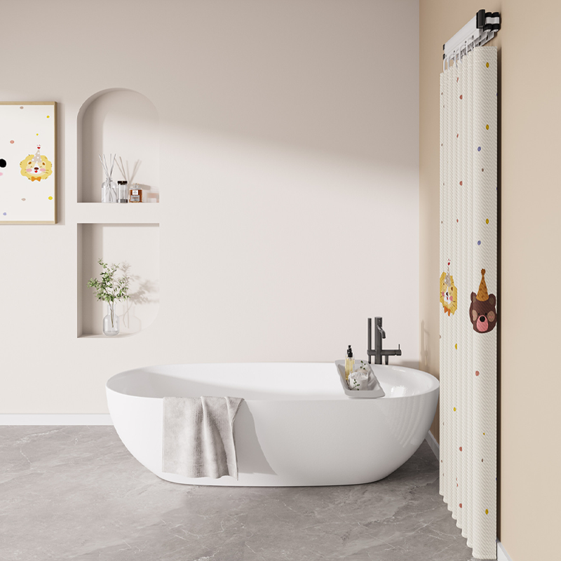 Foldable Telescopic Shower Curtain – No-Drill Installation, Waterproof & Quick-Dry