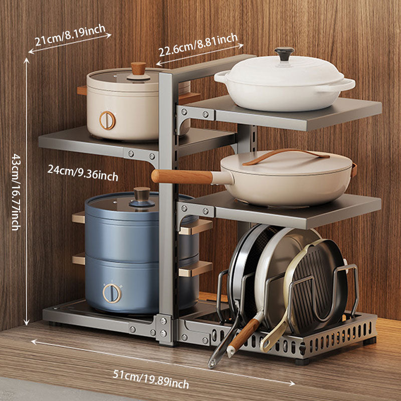 Adjustable Kitchen Pot Storage Rack – Strong Load-Bearing & Detachable