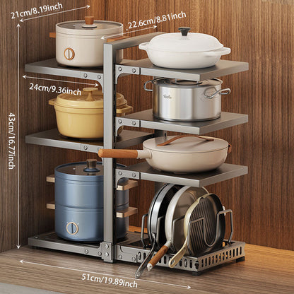 Adjustable Kitchen Pot Storage Rack – Strong Load-Bearing & Detachable