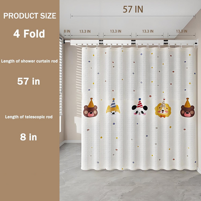Foldable Telescopic Shower Curtain – No-Drill Installation, Waterproof & Quick-Dry